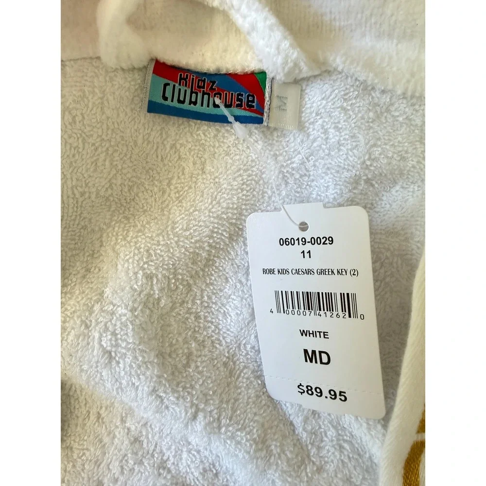 NWT Kidz Clubhouse Kids Caesars Greek Key Robe Pool Resort‎ Cotton M 8-12 yo